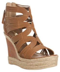 royal tan strappy leather wedge
